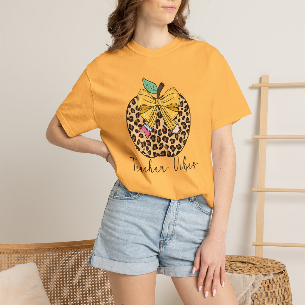Teacher Vibes Leopard Pumpkin T-Shirt - Cute Fall Teacher Gift