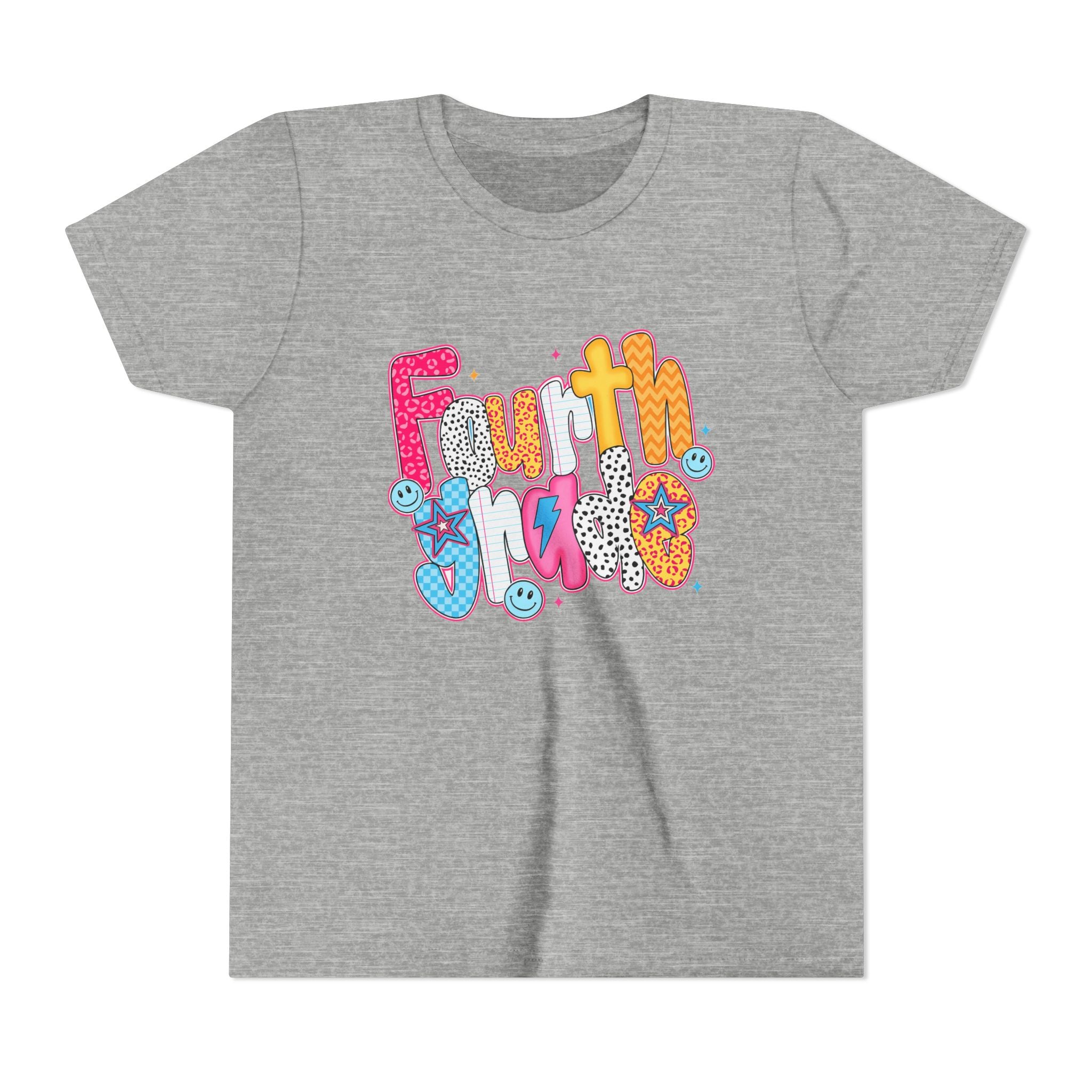 Fourth Grade Cute Youth Tee – Colorful Smiley School Shirt for Kids