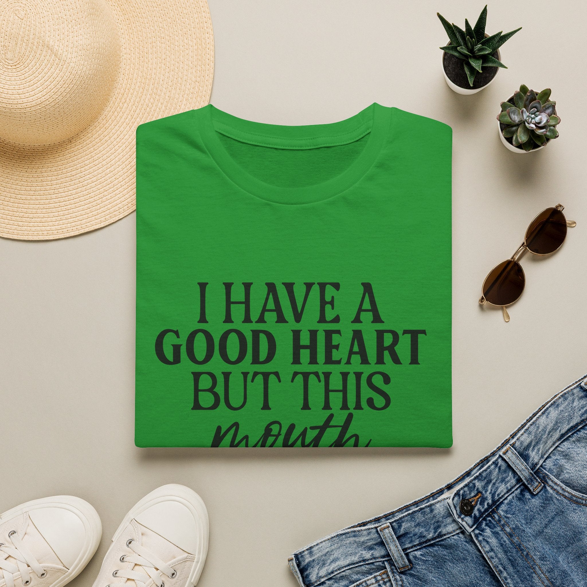 “I Have a Good Heart But This Mouth” Funny Sarcastic Tee