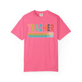 Teacher Rainbow Stripes T-Shirt — Retro Colorful Educator Tee