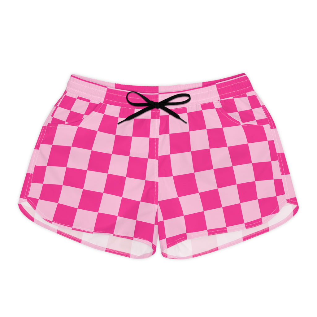 Pink Checkerboard Women's Casual Shorts