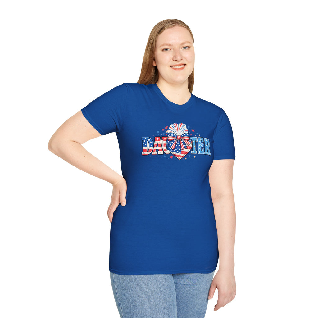 Daughter Patriotic Tee — USA Flag Heart Fireworks Design