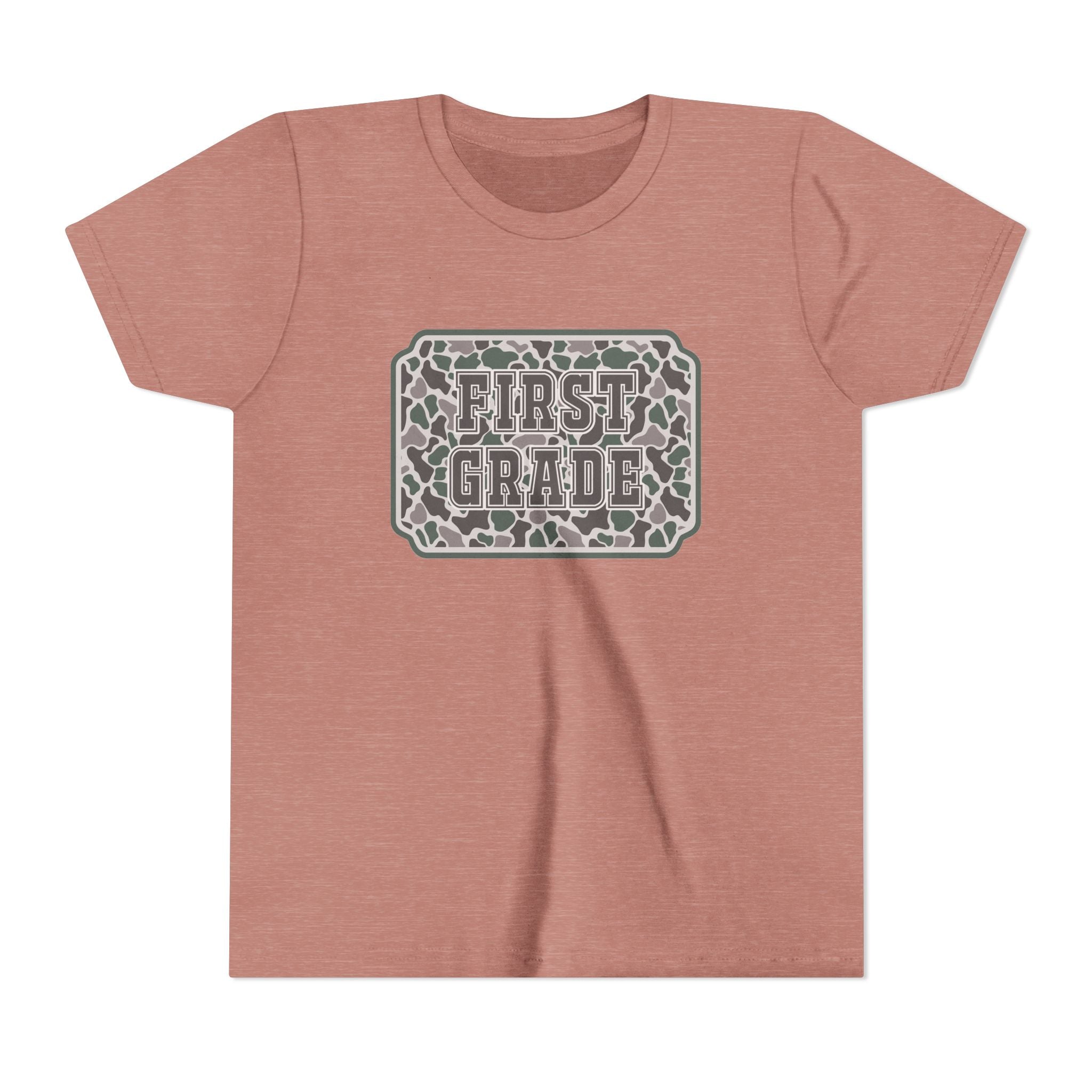 First Grade Tee — Camo Pattern Kids Back to School Shirt