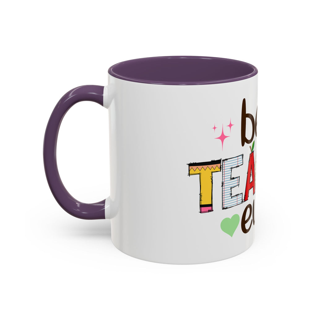 Best Teacher Ever Accent Coffee Mug – Gift for Teachers, Colorful School Appreciation Cup