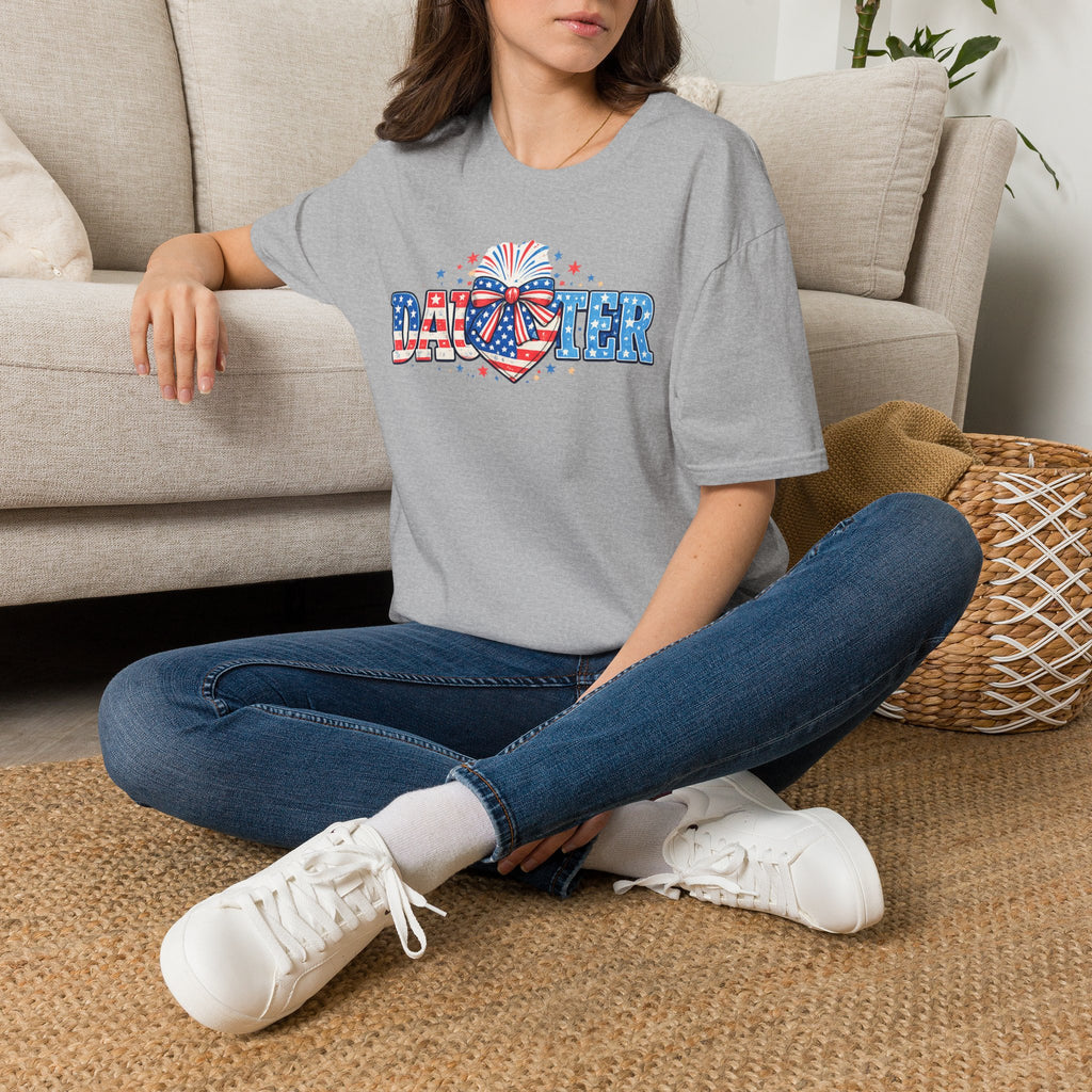 Daughter Patriotic Tee — USA Flag Heart Fireworks Design