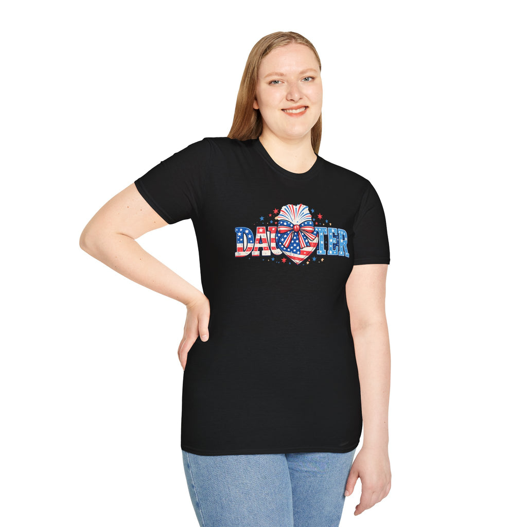 Daughter Patriotic Tee — USA Flag Heart Fireworks Design