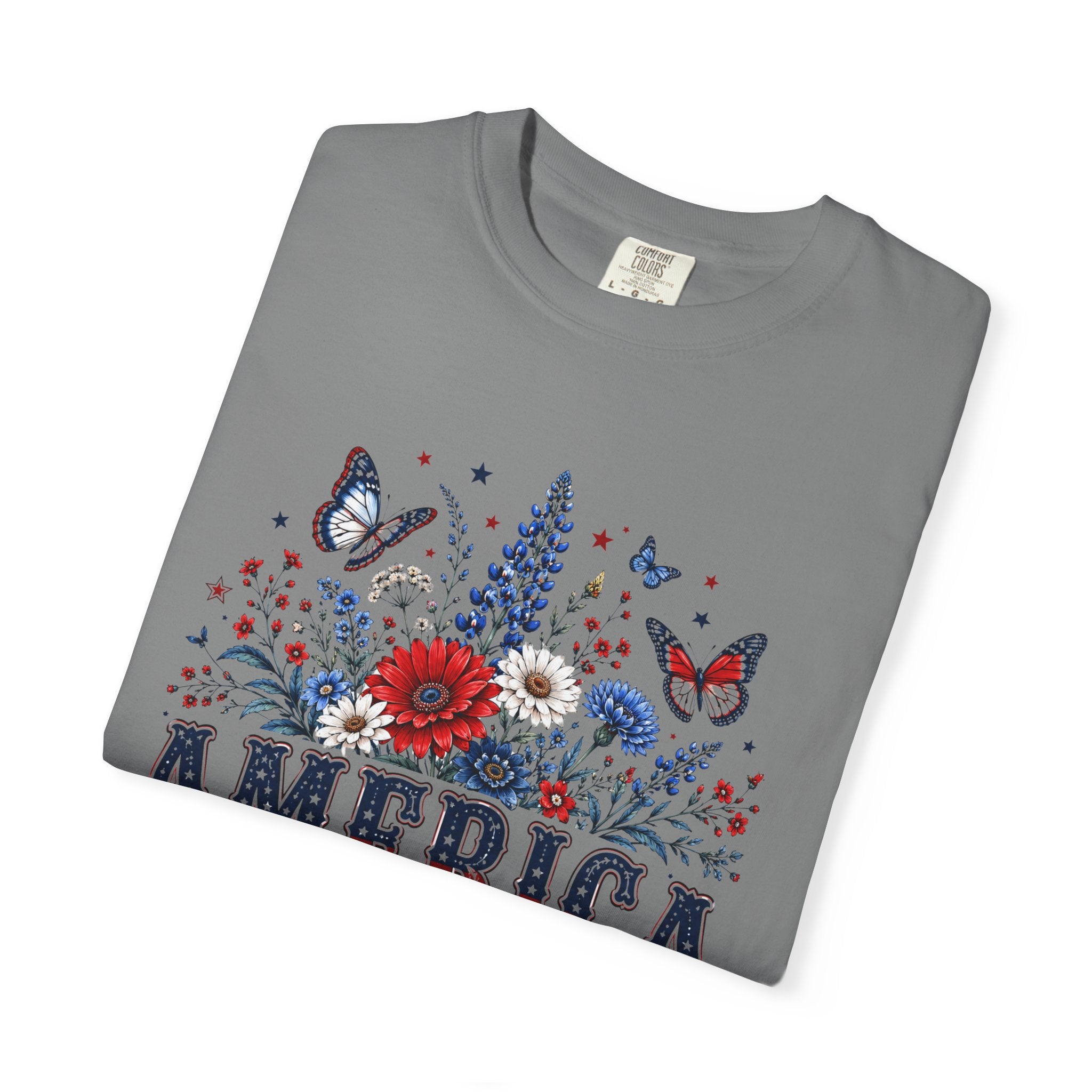 America 250th Birthday T-Shirt — Patriotic Floral July 4th Tee