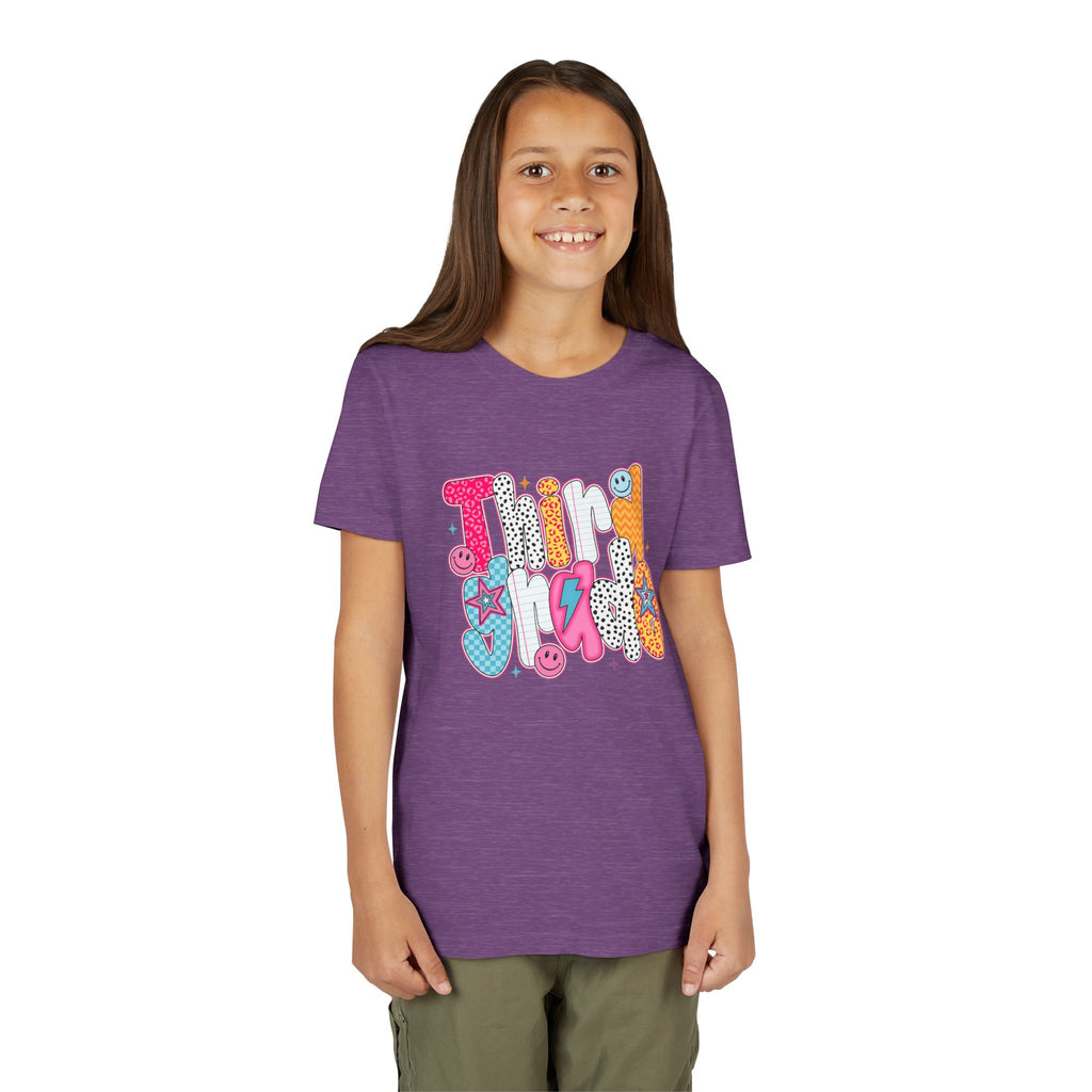 Third Grade — Colorful 'Think Big' Retro Graphic Shirt for Kids
