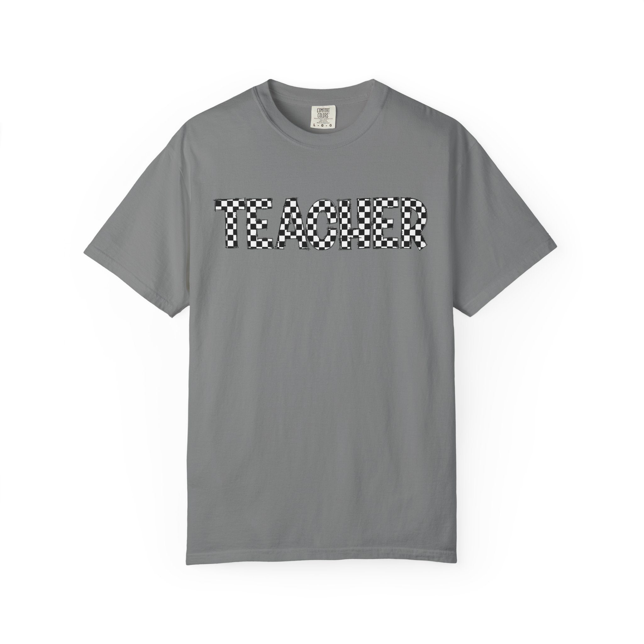 Teacher Checkerboard Graphic Tee — Fun Back-to-School Gift for Educators