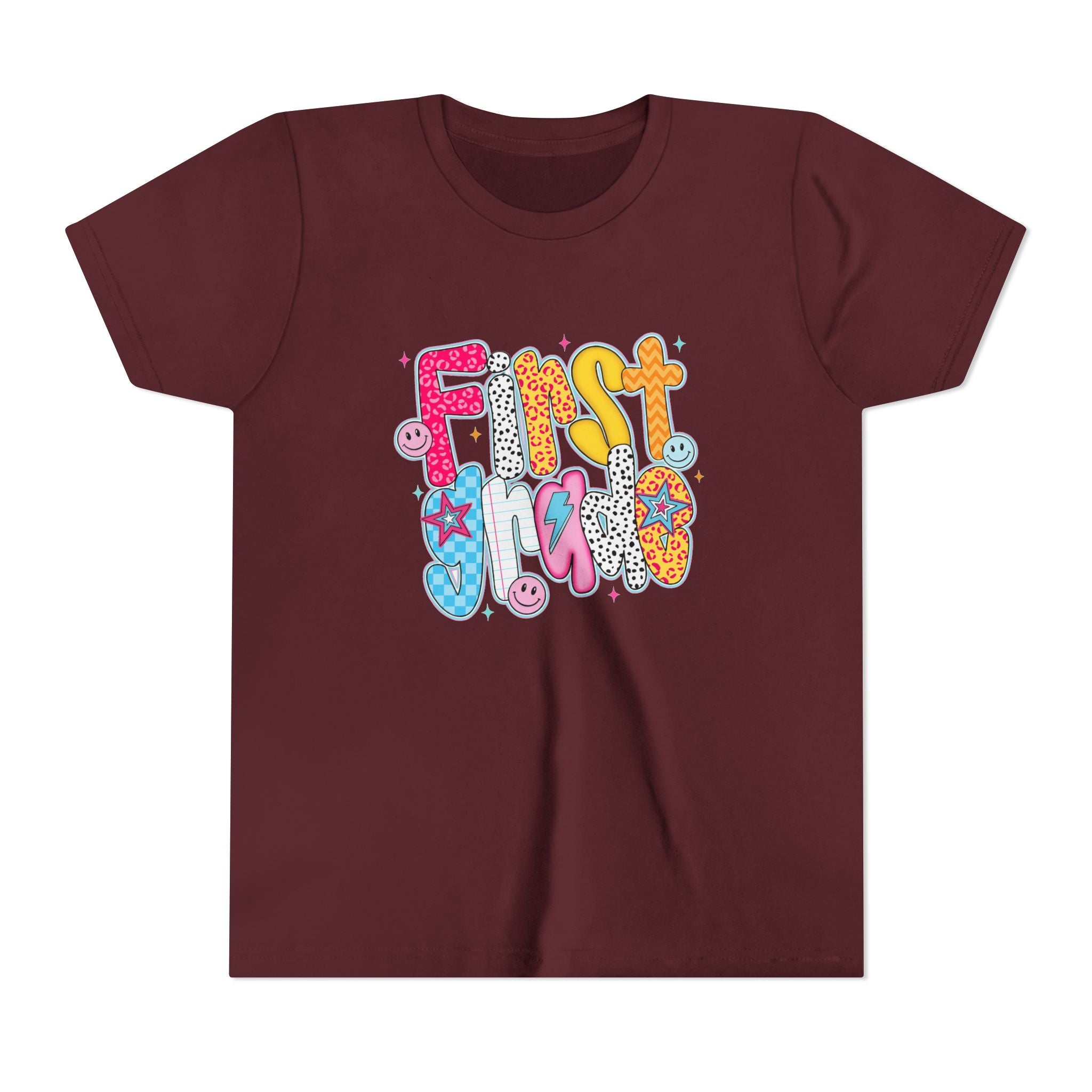 First Grade Youth Tee — Colorful Back-to-School Graphic Shirt
