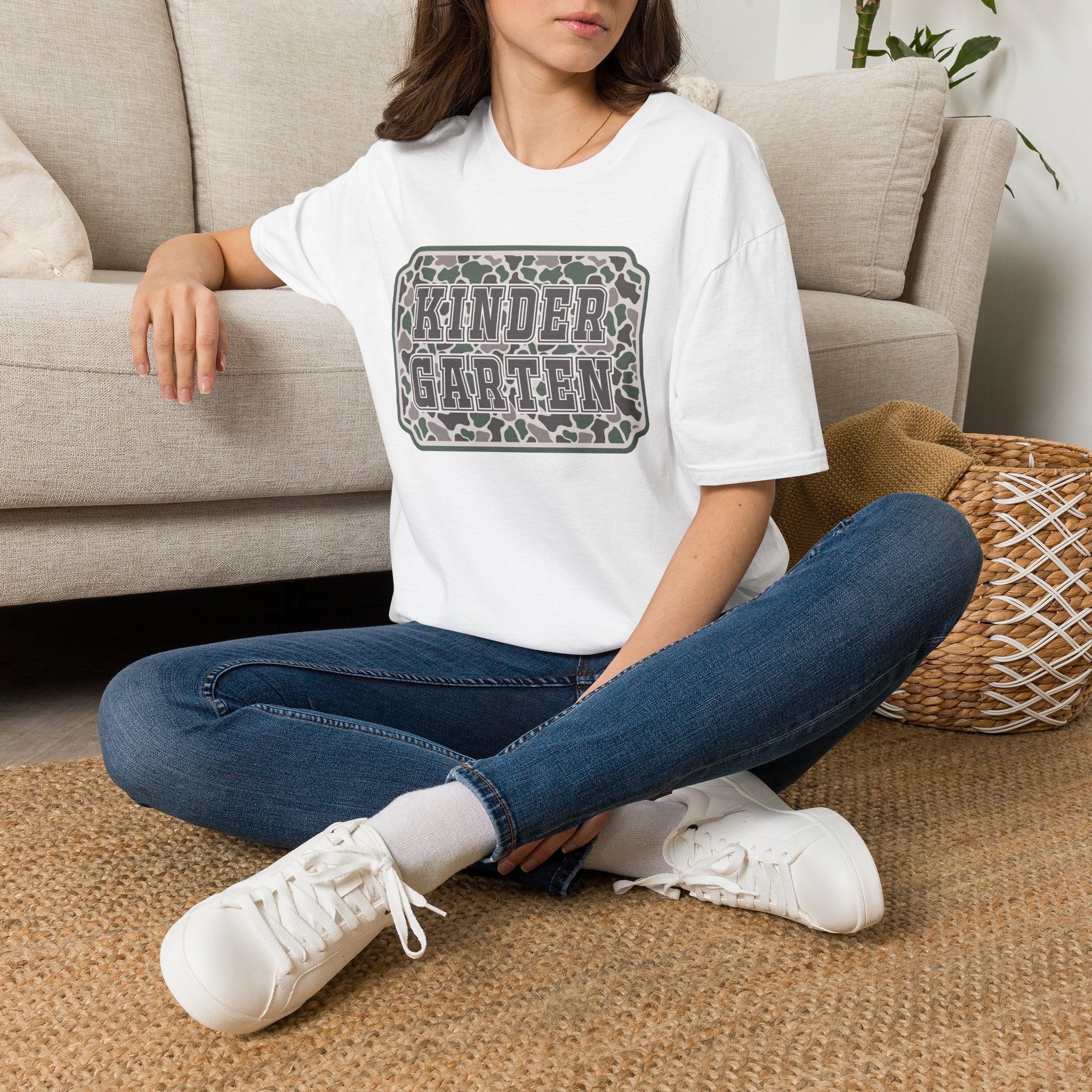 Kindergarten Camo T‑Shirt — Back to School Graphic Tee for Kids & Teachers