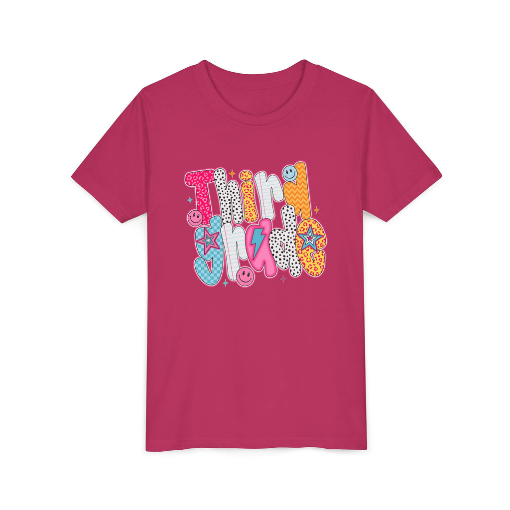 Third Grade — Colorful 'Think Big' Retro Graphic Shirt for Kids