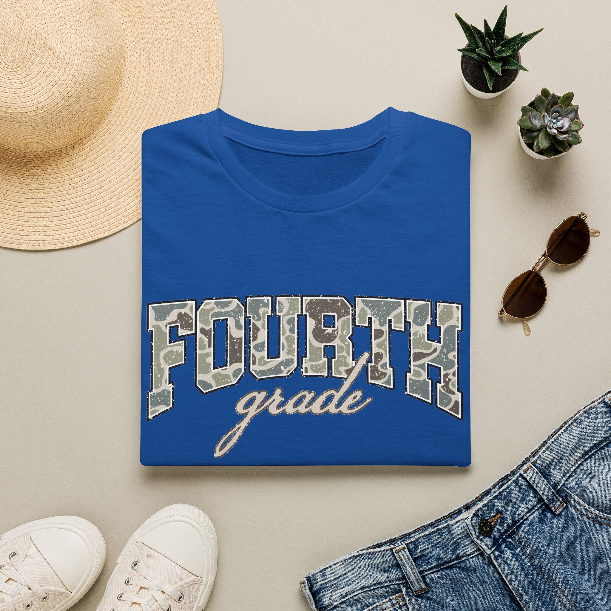 Fourth Grade Camo T-Shirt — 'Fourth Grade' School Spirit Tee