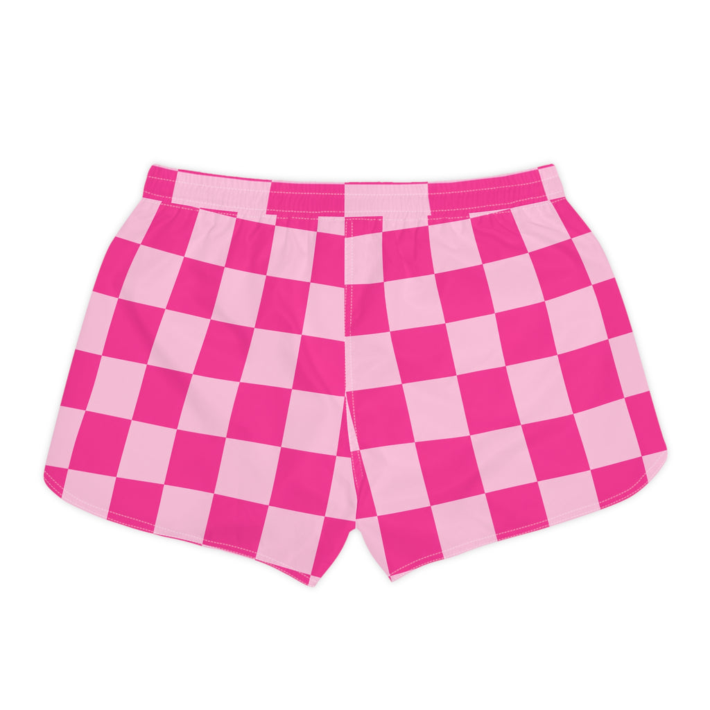 Pink Checkerboard Women's Casual Shorts