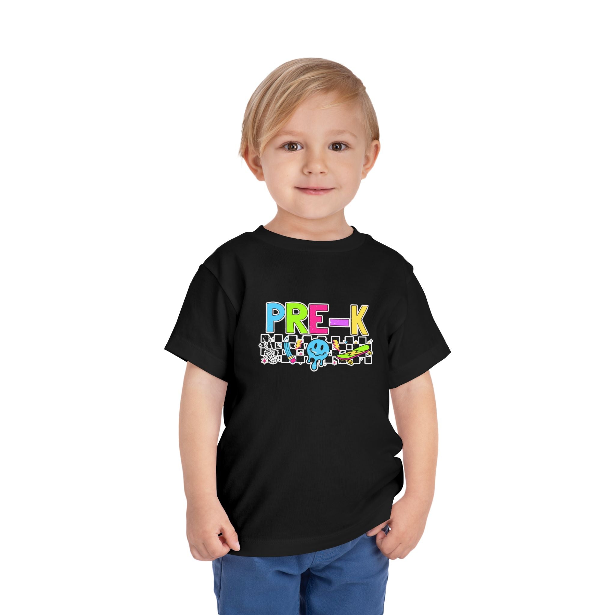 PRE-K Toddler Tee — Colorful Checkerboard Smile Preschool Shirt