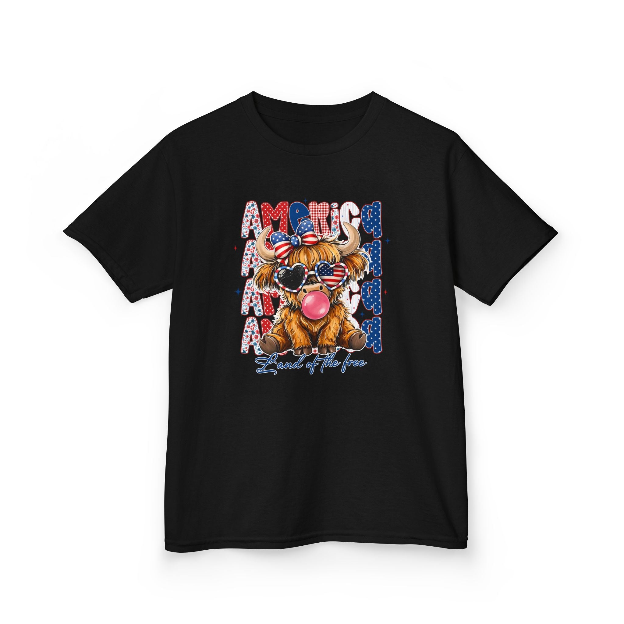 Kids Tee — Patriotic Bulldog "Land of the Free" Fourth of July Shirt