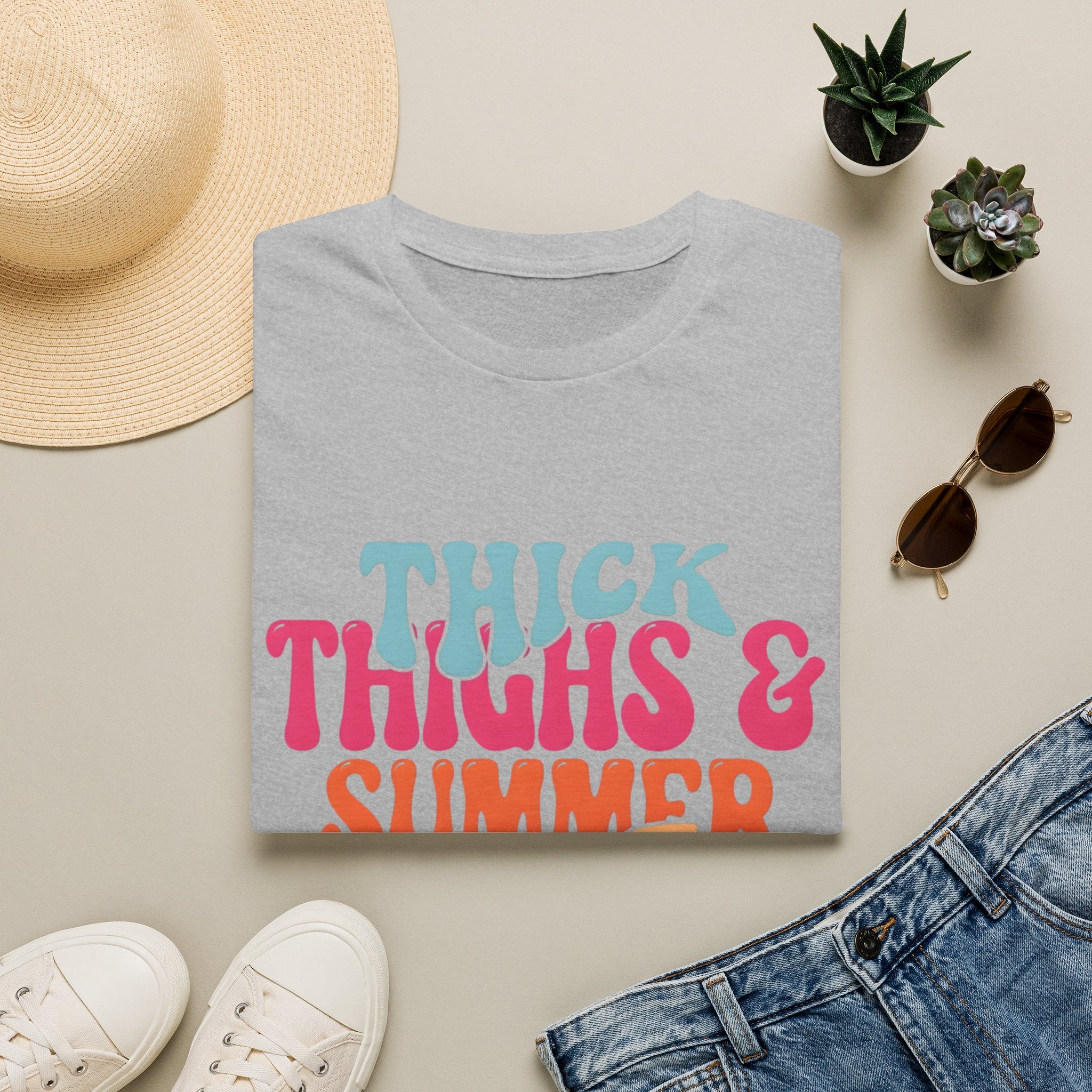 T-Shirt — Thick Thighs & Summer Vibes Retro Graphic Tee