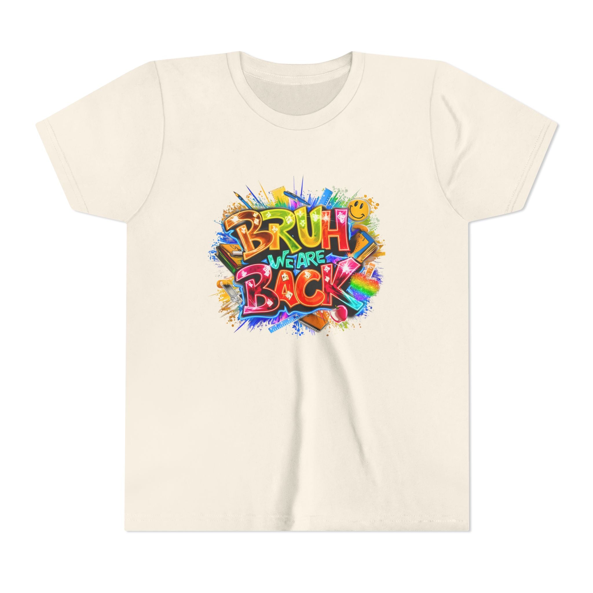Youth Tee — Colorful "Bruh We Are Back" Graffiti Graphic Shirt