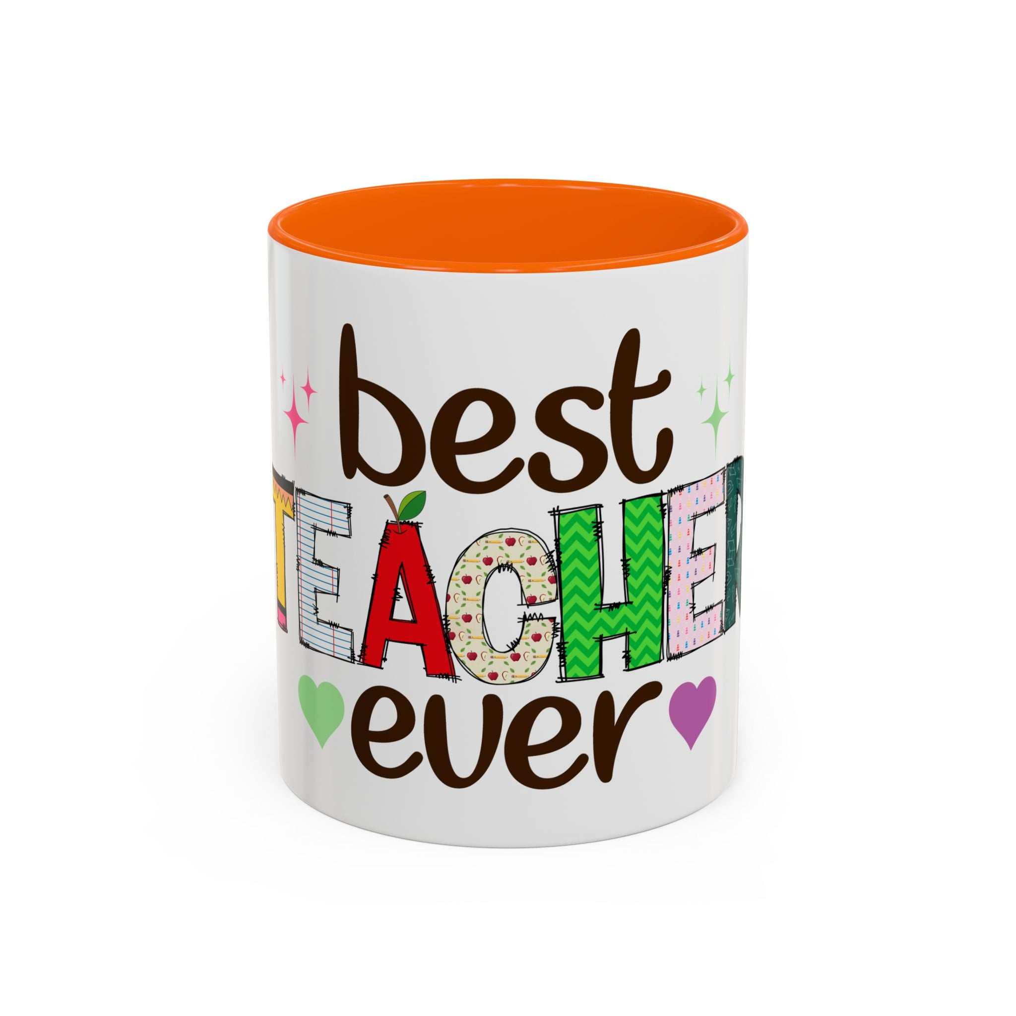 Best Teacher Ever Accent Coffee Mug – Gift for Teachers, Colorful School Appreciation Cup