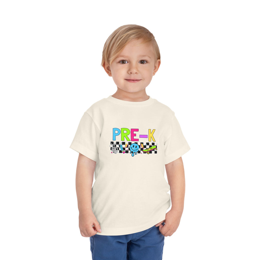PRE-K Toddler Tee — Colorful Checkerboard Smile Preschool Shirt
