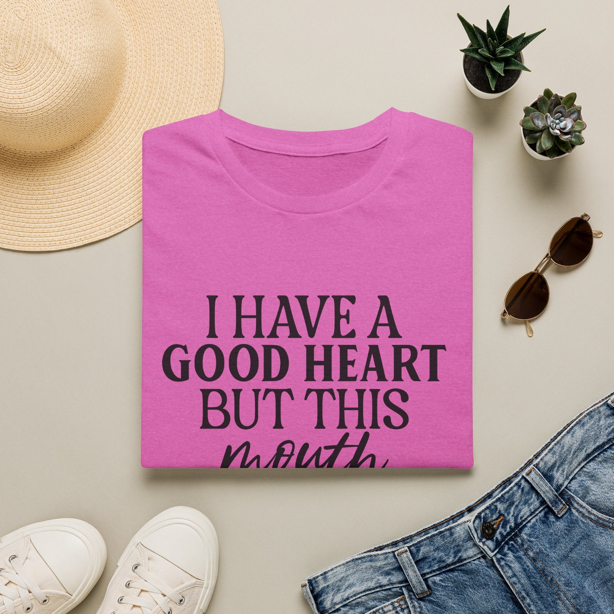 “I Have a Good Heart But This Mouth” Funny Sarcastic Tee