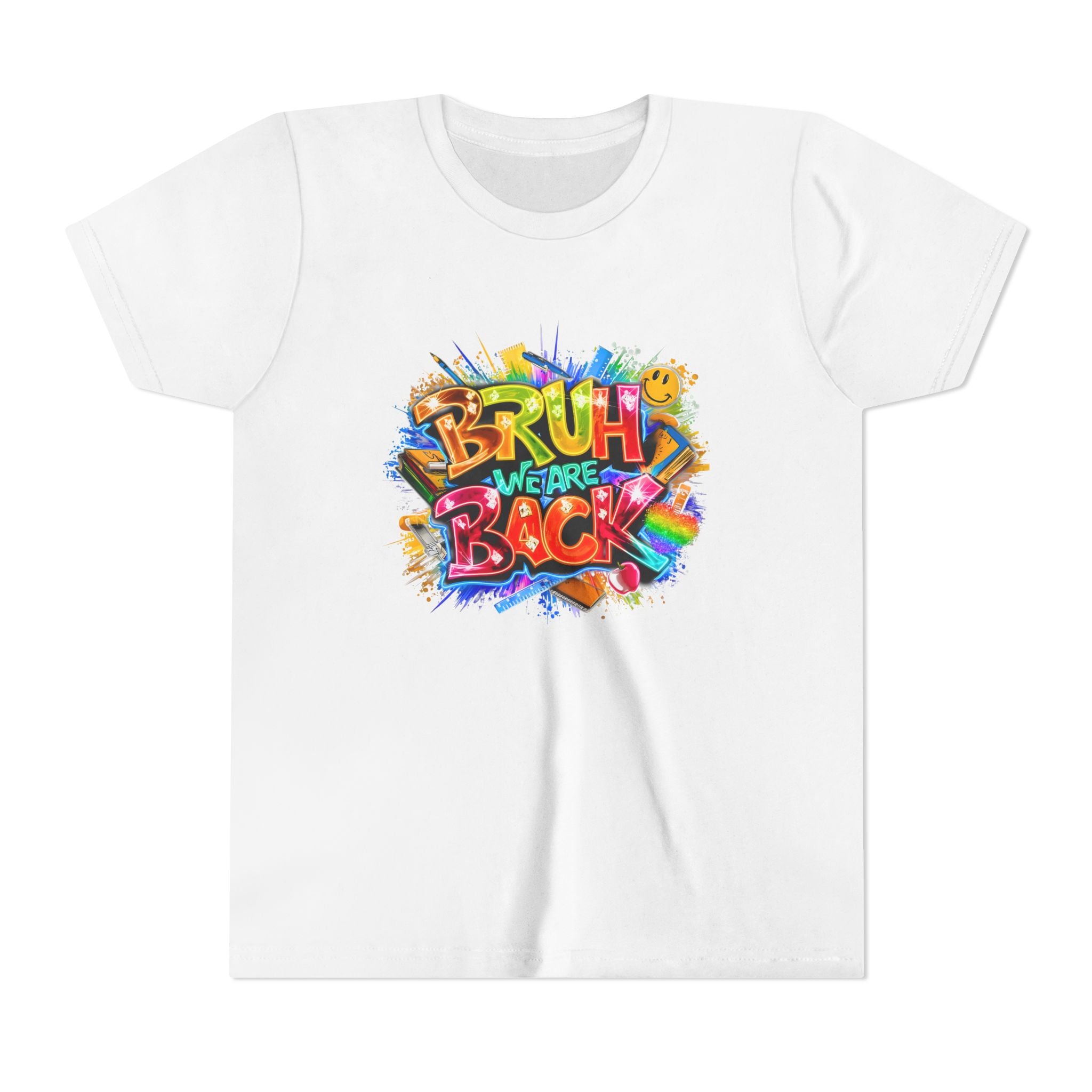 Youth Tee — Colorful "Bruh We Are Back" Graffiti Graphic Shirt