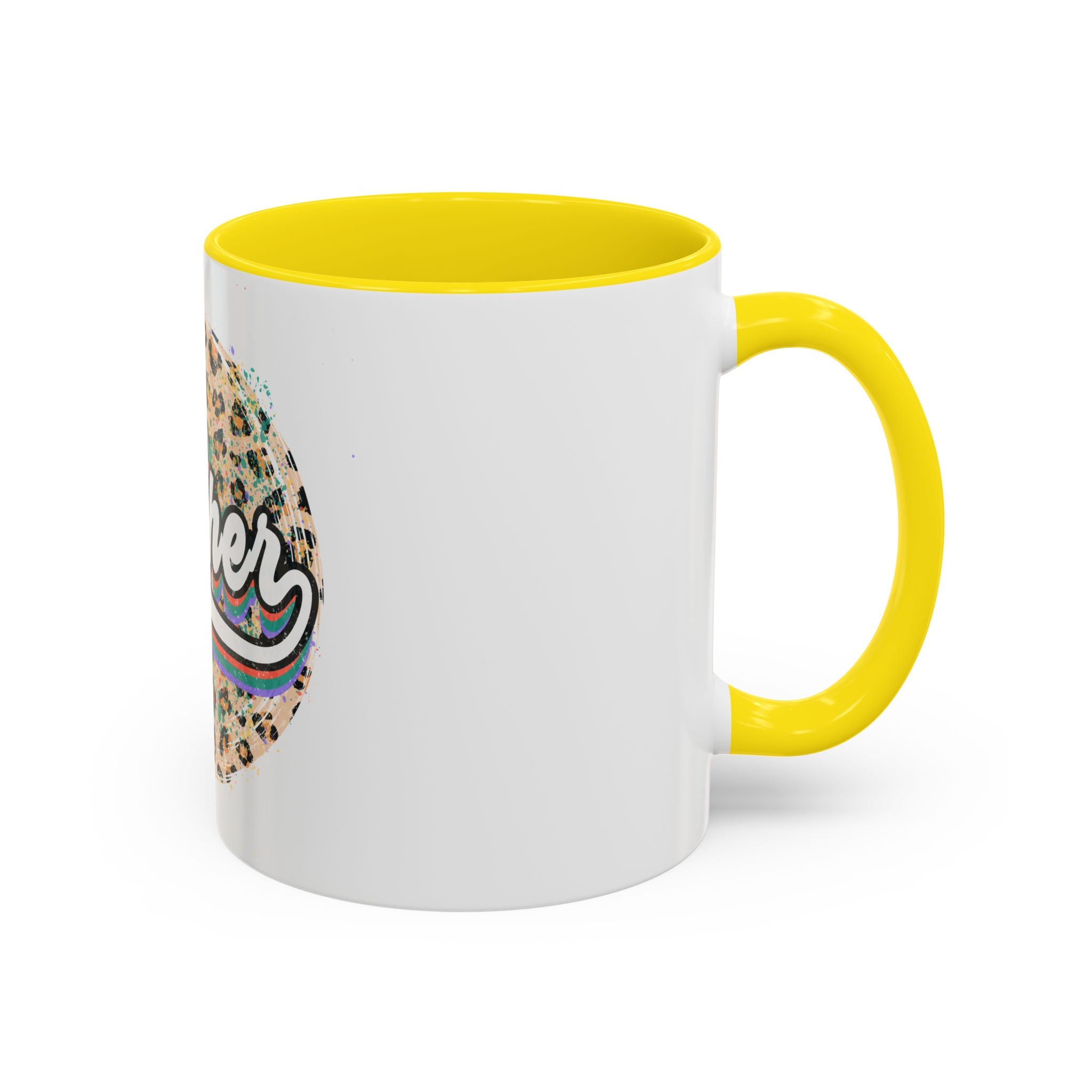 Teacher Leopard Print Accent Coffee Mug – Retro Script Teacher Gift (11/15oz)