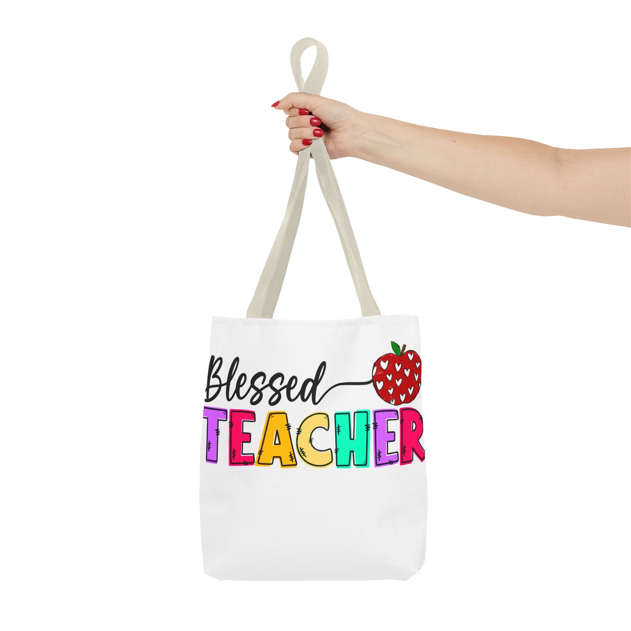 Blessed Teacher Tote Bag – Colorful Apple Teacher Appreciation Gift
