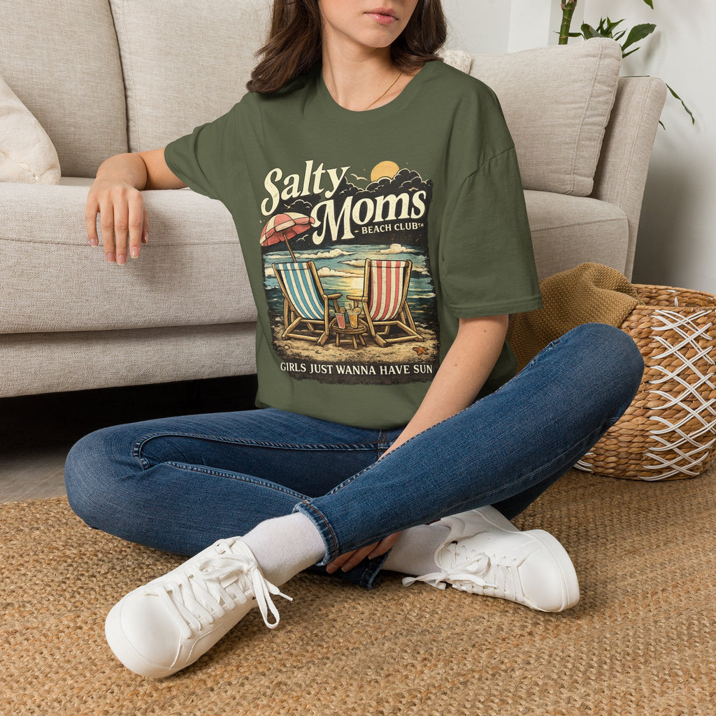 Salty Moms Beach Club T-Shirt — Vintage Coastal Mom Tee
