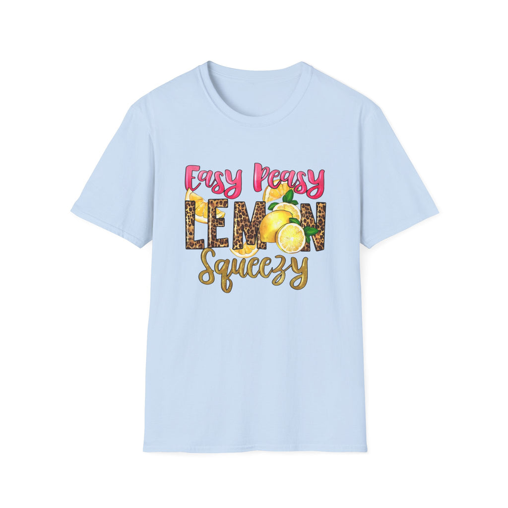 Easy Peasy Lemon Squeezy T-Shirt — Cute Lemon Graphic Tee with Leopard Print Accents
