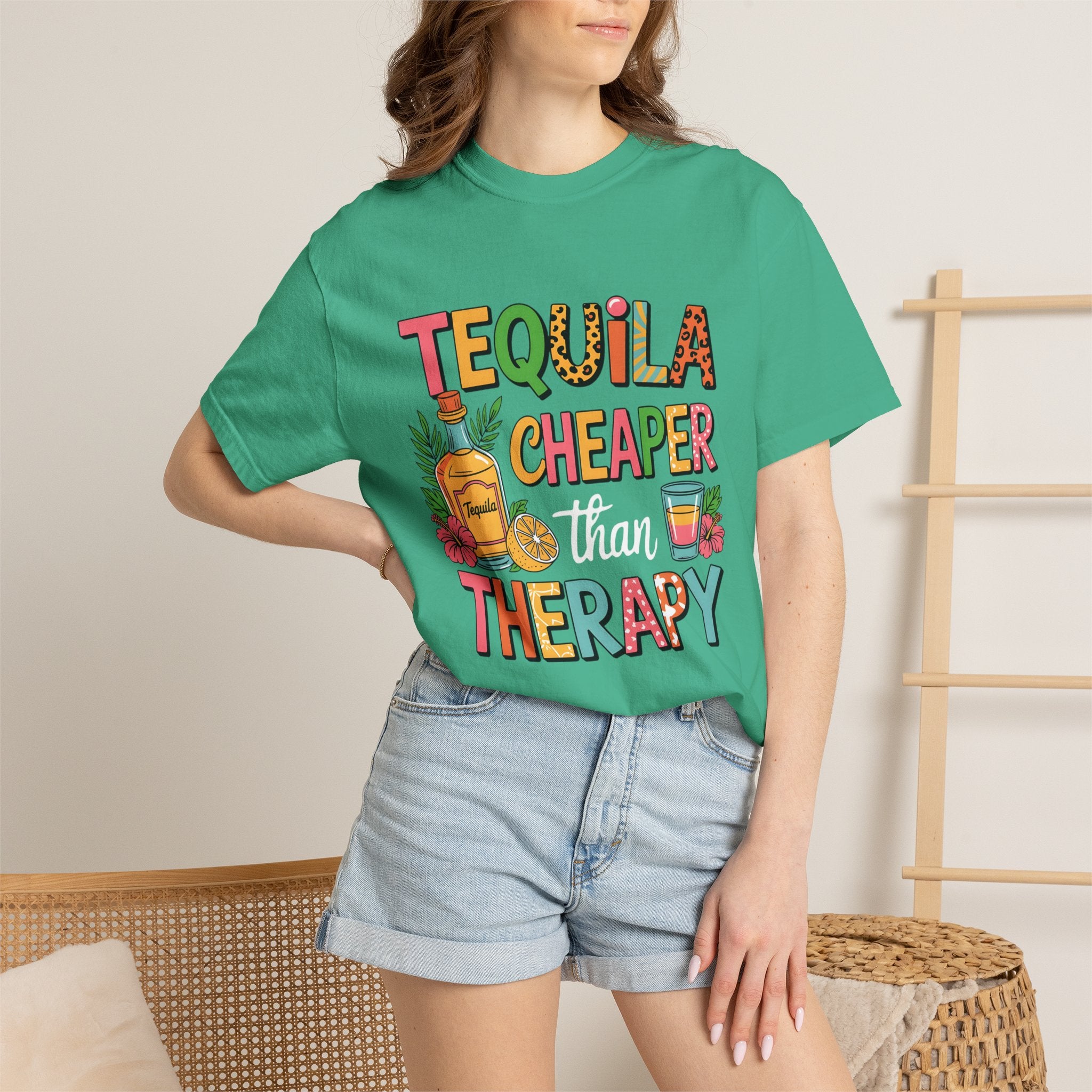Tequila Cheaper Than Therapy T-shirt | Funny Margarita Cocktail Graphic