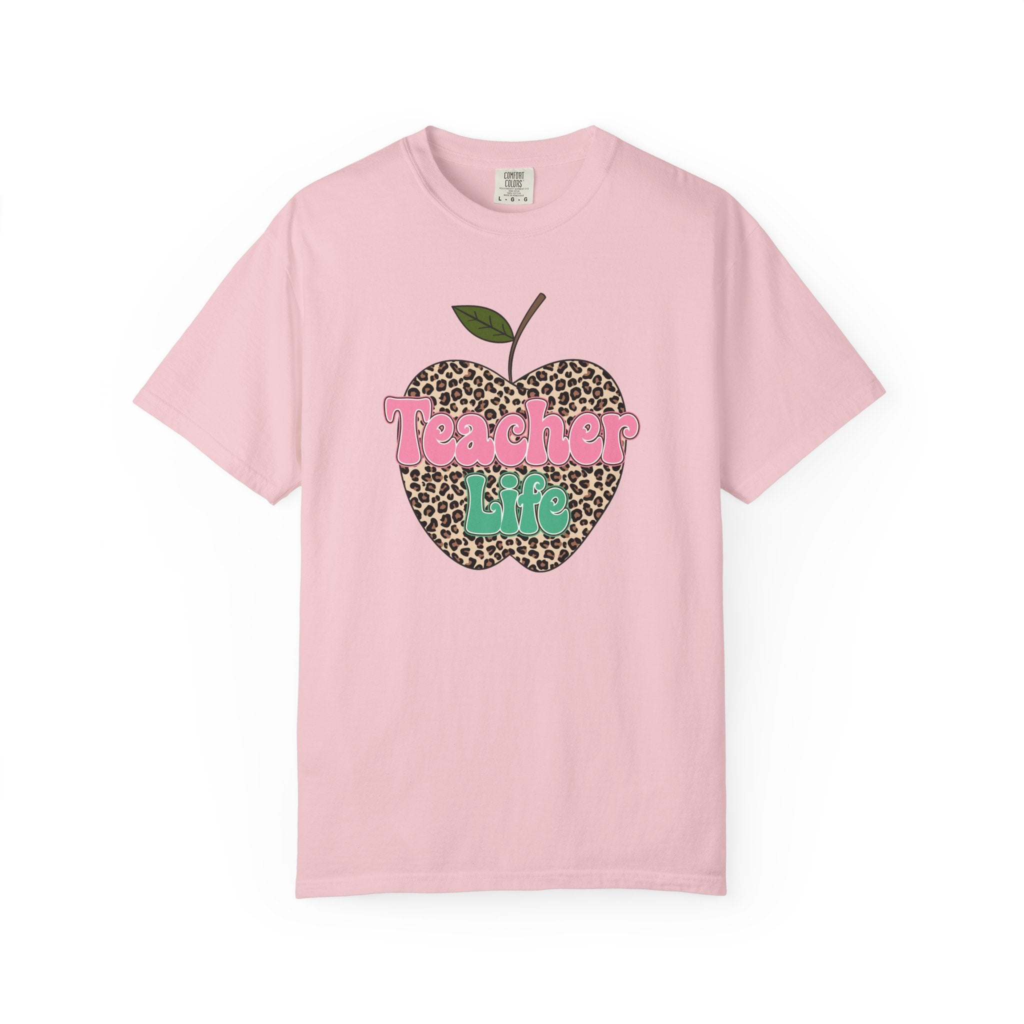 Teacher Life T-Shirt — Leopard Apple Graphic Tee for Educators
