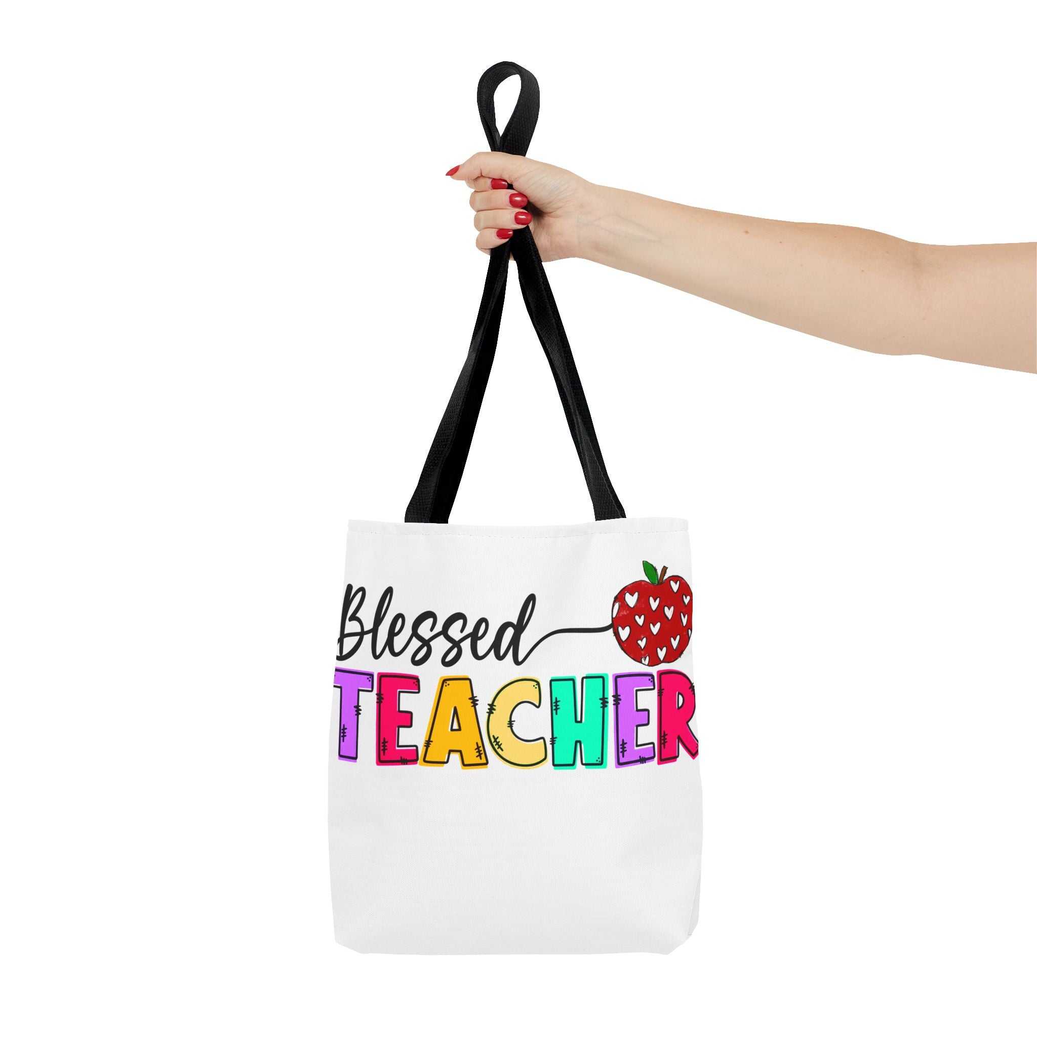 Blessed Teacher Tote Bag – Colorful Apple Teacher Appreciation Gift
