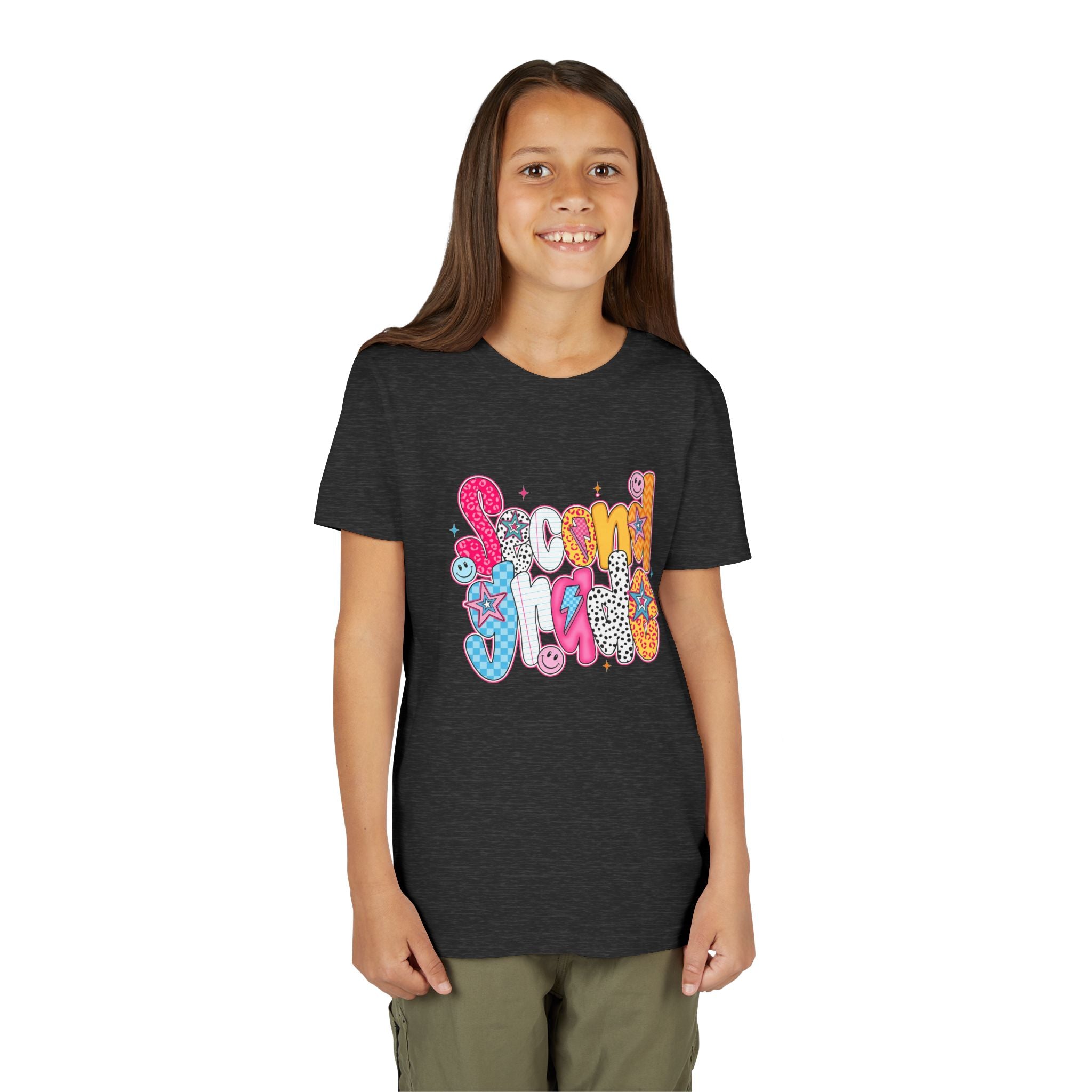 Youth Tee — Colorful 'Second Grade' Playful Retro Graphic