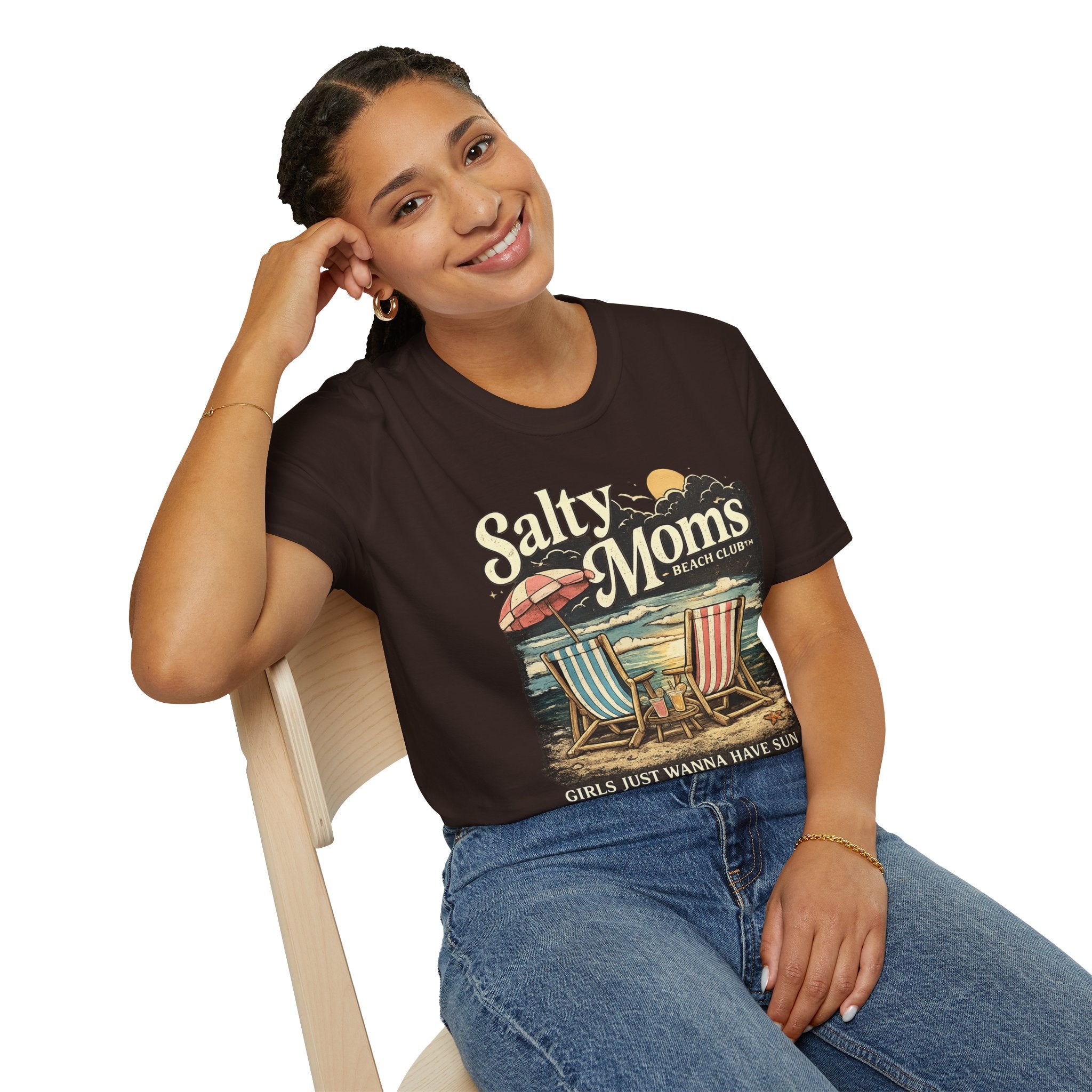 Salty Moms Beach Club T-Shirt — Vintage Coastal Mom Tee
