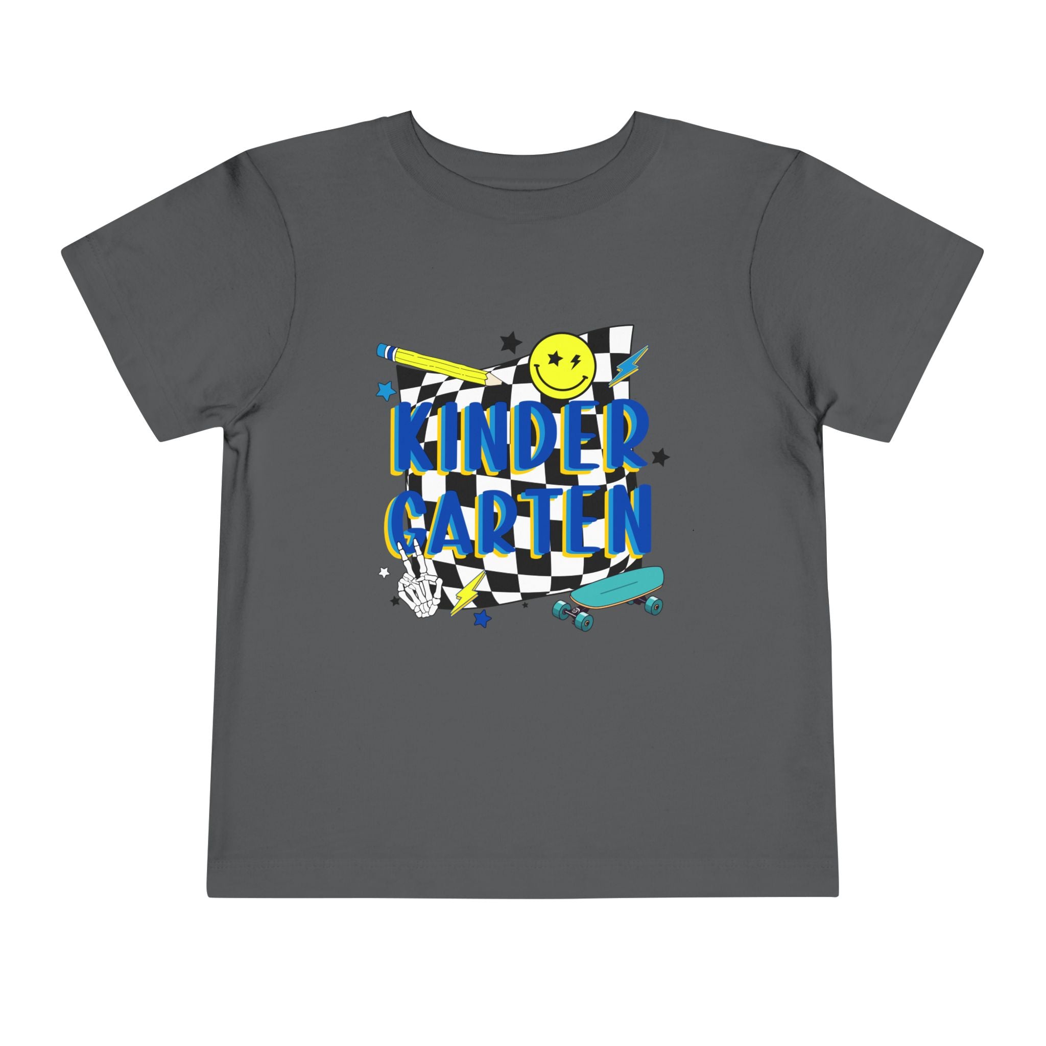 Kindergarten Toddler Tee — Smiley Skateboard Back-to-School Shirt
