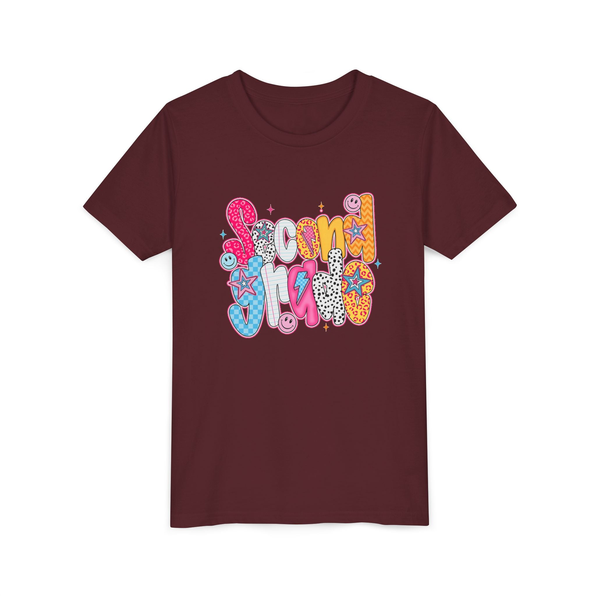 Youth Tee — Colorful 'Second Grade' Playful Retro Graphic