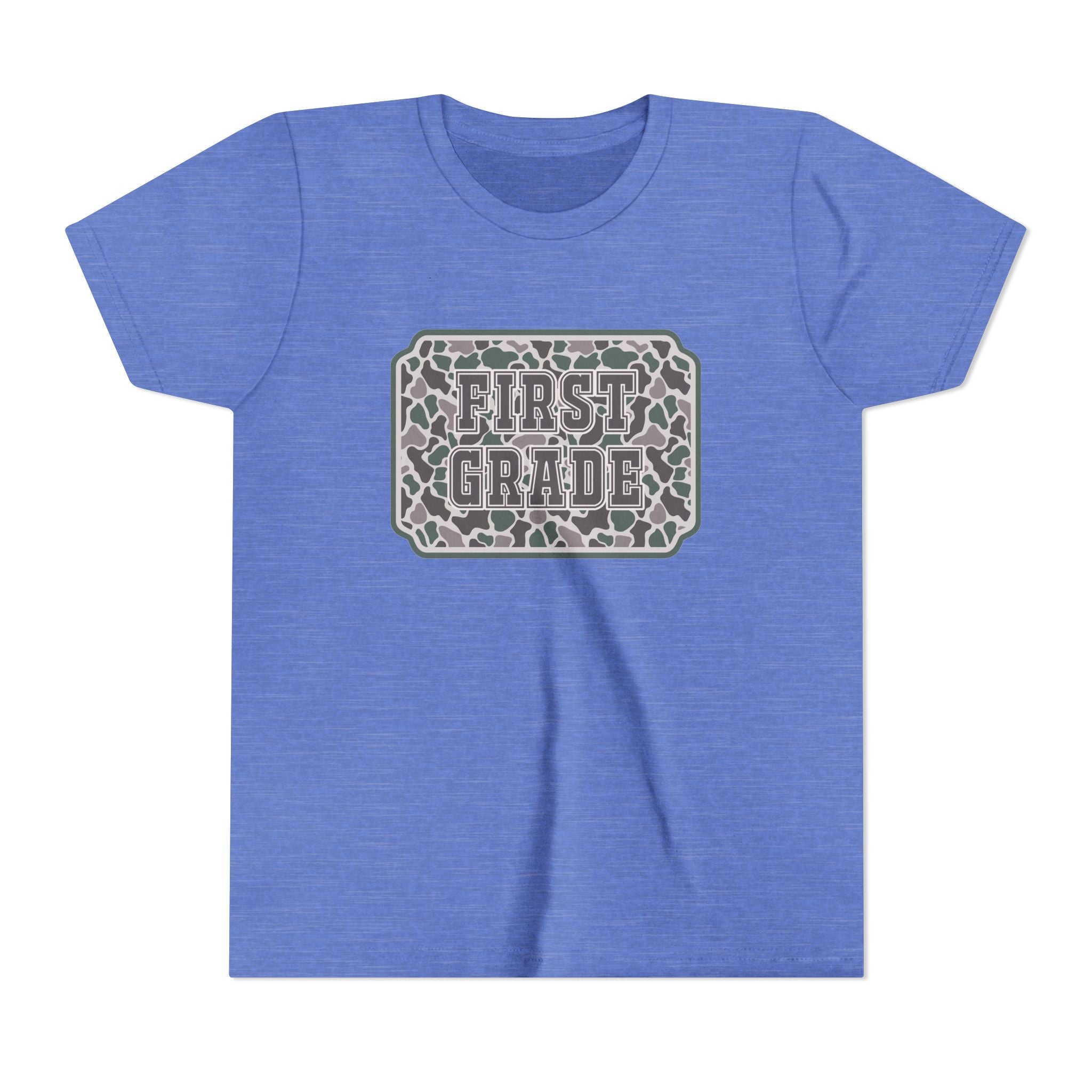 First Grade Tee — Camo Pattern Kids Back to School Shirt